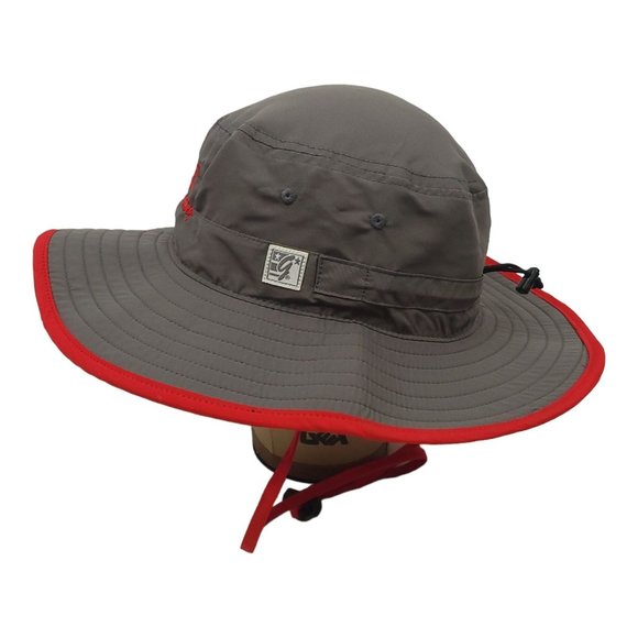 Fooshee Repair Remodeling Boonie Hat OSFM Gray Red Cap Beach Outdoor Floppy - Picture 9 of 12
